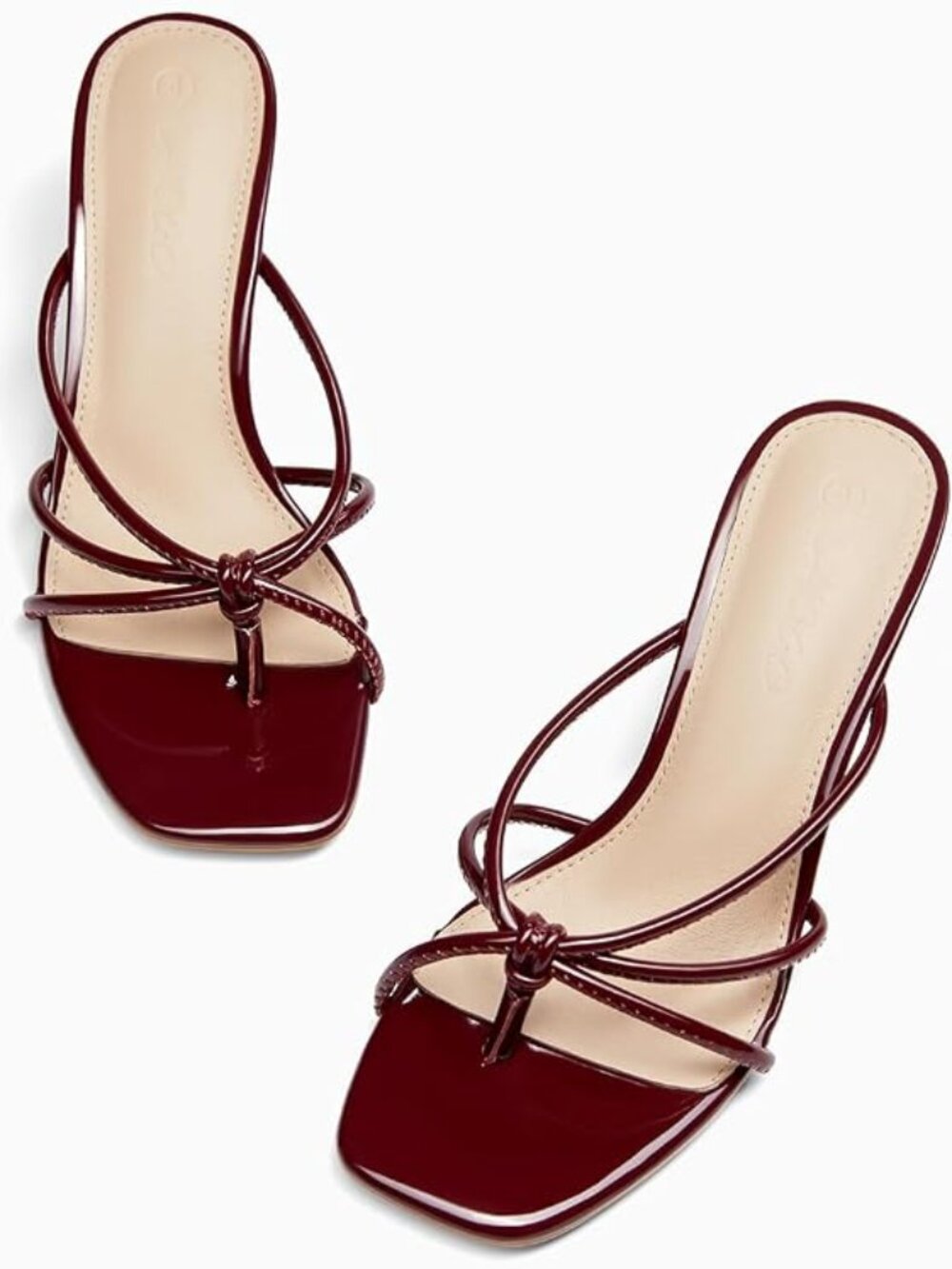 Women’s Square Open Toe Flip Flops Stiletto Heels Strappy Thong Slide on Slingba